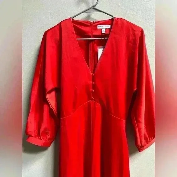 Express x Lady Gang Satin A-Line Midi Dress - NWT, Women’s Size 4 - Picture 6 of 13